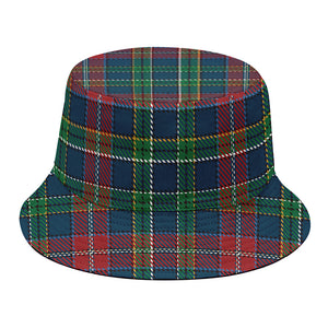 Blue Green And Red Scottish Plaid Print Bucket Hat