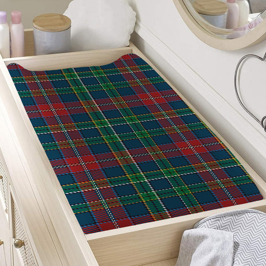 Blue Green And Red Scottish Plaid Print Changing Pad Cover