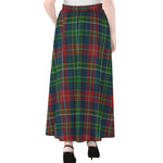 Blue Green And Red Scottish Plaid Print Chiffon Maxi Skirt