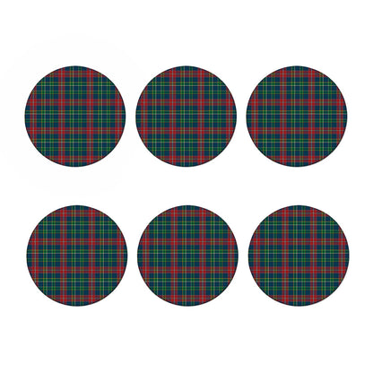 Blue Green And Red Scottish Plaid Print Coaster Set