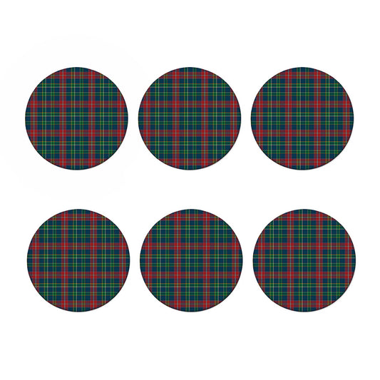 Blue Green And Red Scottish Plaid Print Coaster Set
