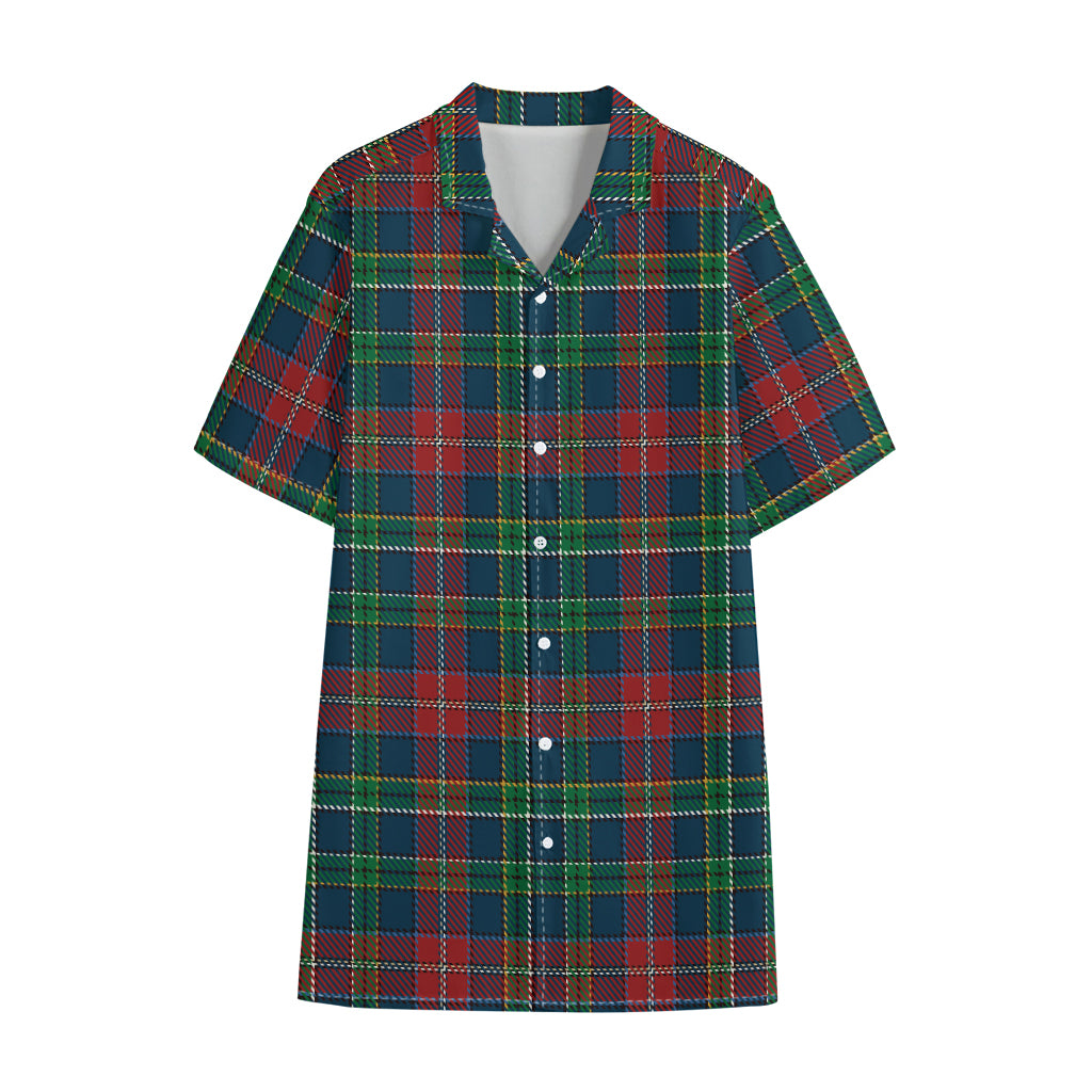 Blue Green And Red Scottish Plaid Print Cotton Hawaiian Shirt