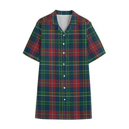 Blue Green And Red Scottish Plaid Print Cotton Hawaiian Shirt