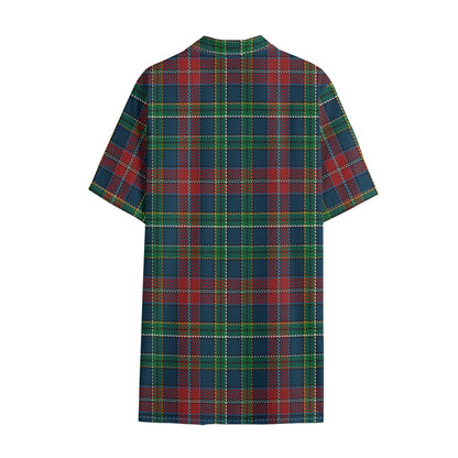 Blue Green And Red Scottish Plaid Print Cotton Hawaiian Shirt