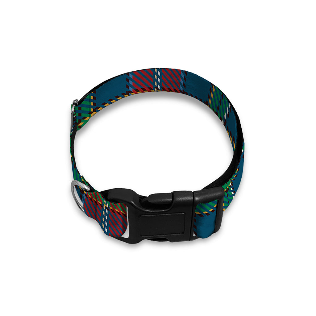 Blue Green And Red Scottish Plaid Print Dog Collar