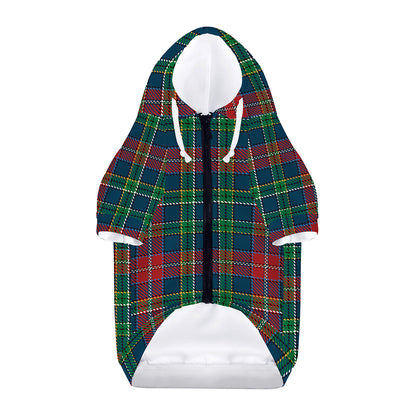 Blue Green And Red Scottish Plaid Print Dog Zip Up Hoodie