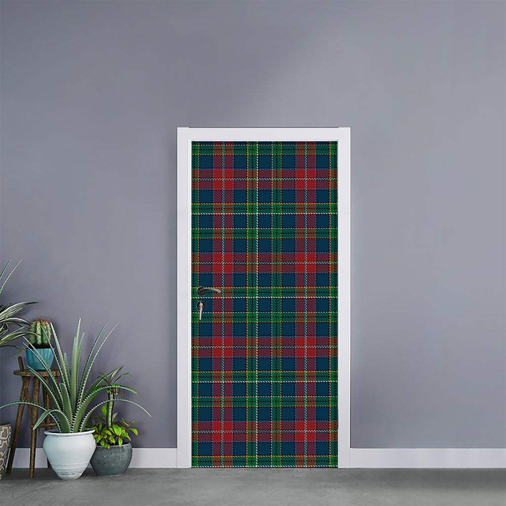 Blue Green And Red Scottish Plaid Print Door Sticker