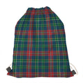 Blue Green And Red Scottish Plaid Print Drawstring Bag