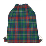 Blue Green And Red Scottish Plaid Print Drawstring Bag