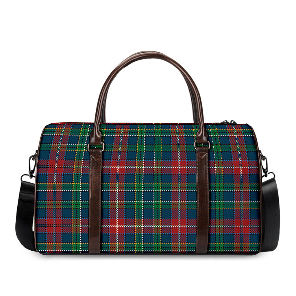 Blue Green And Red Scottish Plaid Print Duffle Bag