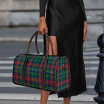 Blue Green And Red Scottish Plaid Print Duffle Bag