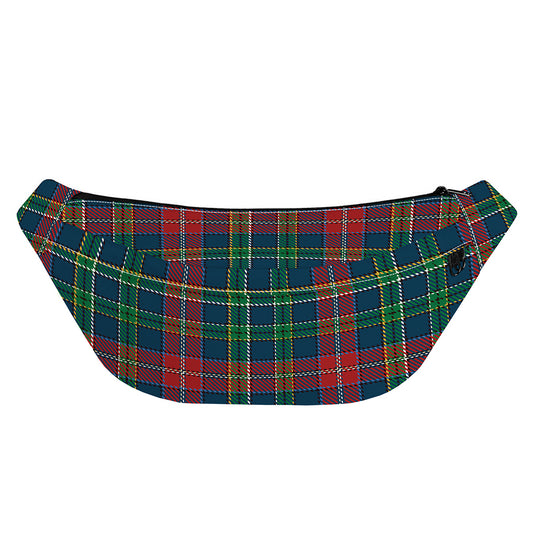 Blue Green And Red Scottish Plaid Print Fanny Pack