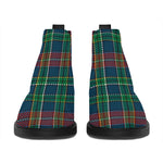 Blue Green And Red Scottish Plaid Print Flat Ankle Boots