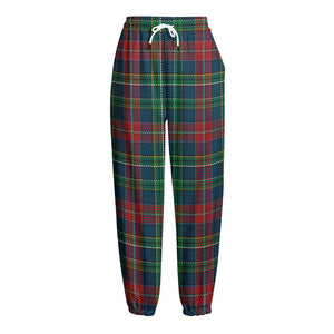 Blue Green And Red Scottish Plaid Print Fleece Lined Knit Pants