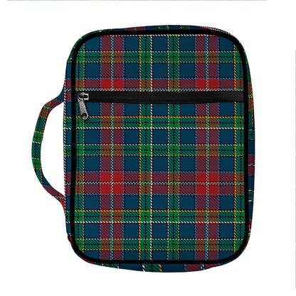 Blue Green And Red Scottish Plaid Print Front Pocket Bible Bag