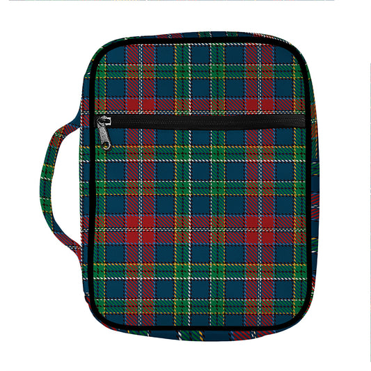 Blue Green And Red Scottish Plaid Print Front Pocket Bible Bag