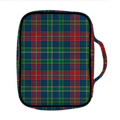 Blue Green And Red Scottish Plaid Print Front Pocket Bible Bag