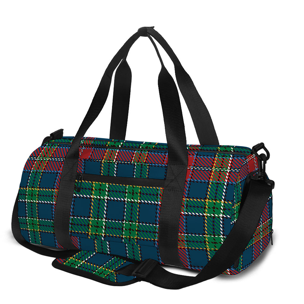 Blue Green And Red Scottish Plaid Print Gym Bag