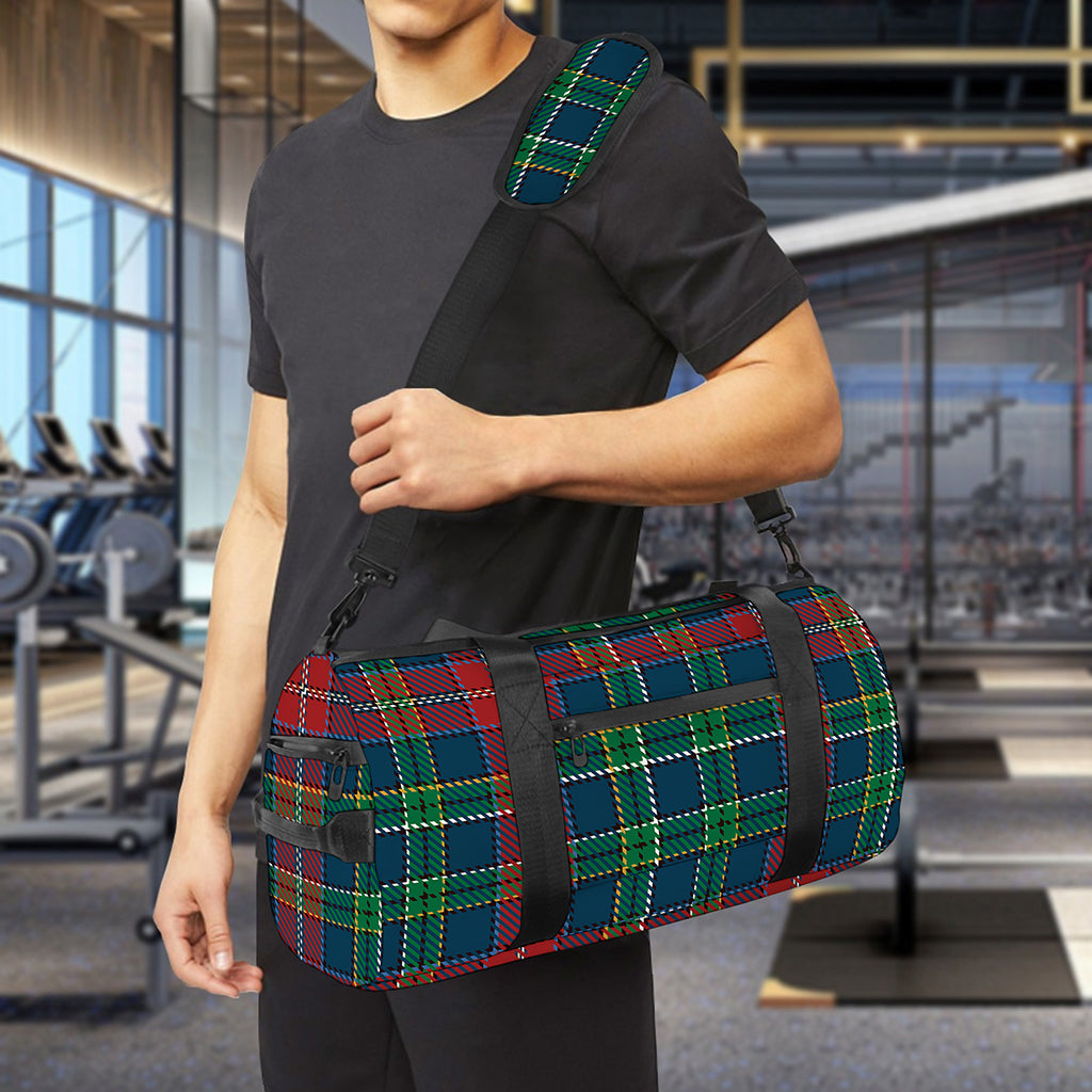Blue Green And Red Scottish Plaid Print Gym Bag