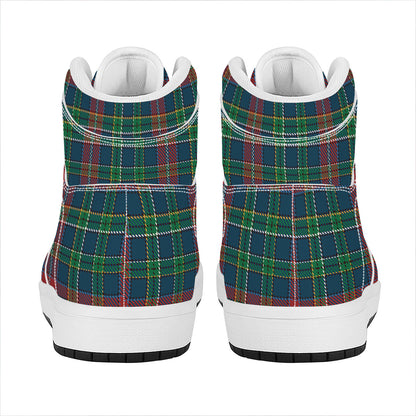 Blue Green And Red Scottish Plaid Print High Top Leather Sneakers