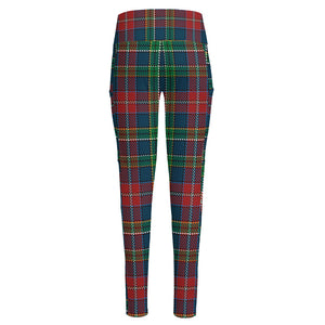 Blue Green And Red Scottish Plaid Print High-Waisted Pocket Leggings