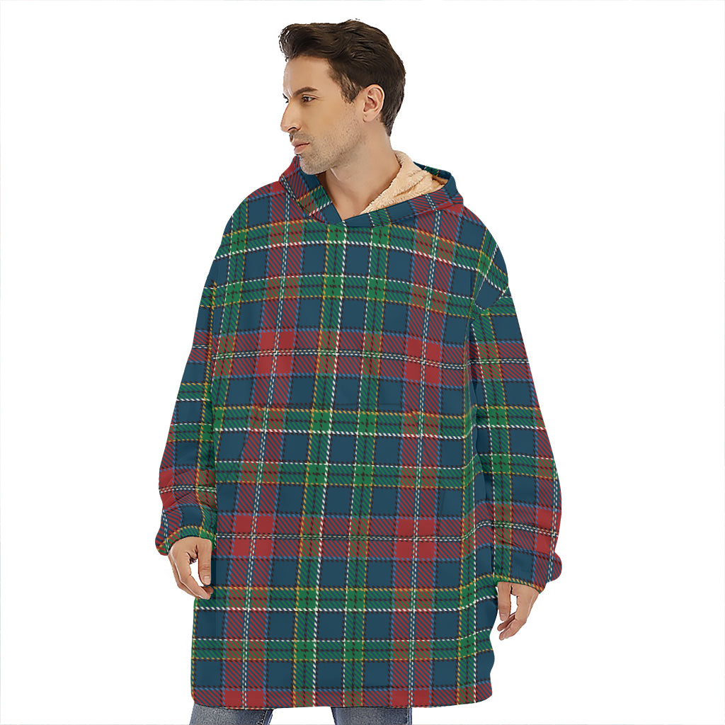 Blue Green And Red Scottish Plaid Print Hoodie Blanket