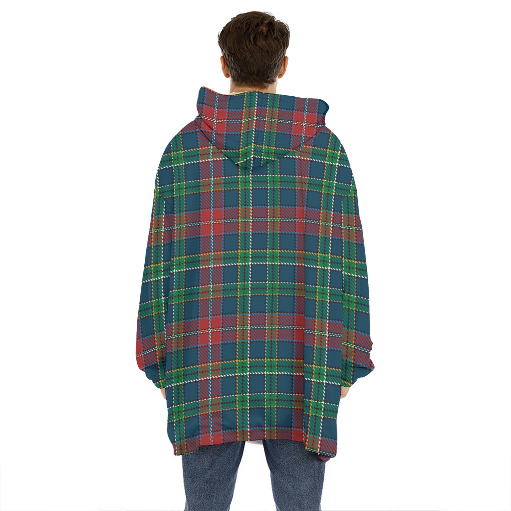 Blue Green And Red Scottish Plaid Print Hoodie Blanket