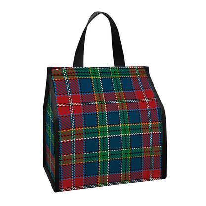 Blue Green And Red Scottish Plaid Print Insulated Lunch Tote