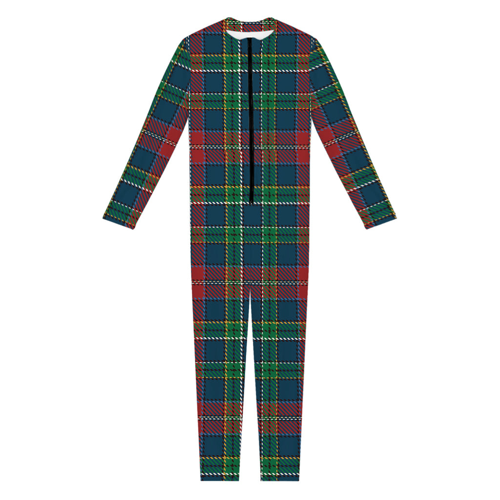 Blue Green And Red Scottish Plaid Print Jumpsuit