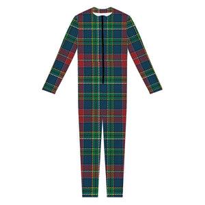 Blue Green And Red Scottish Plaid Print Jumpsuit