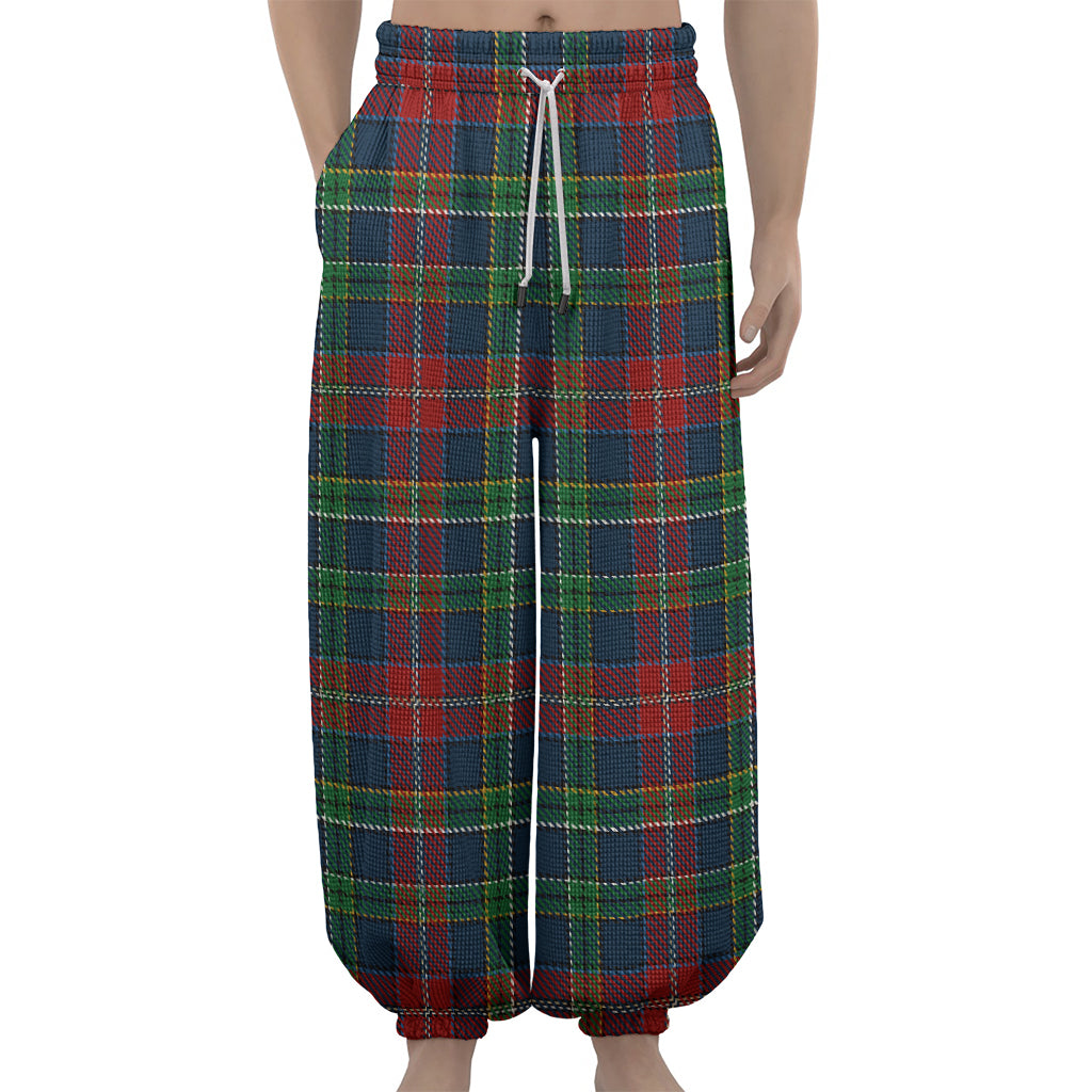Blue Green And Red Scottish Plaid Print Lantern Pants