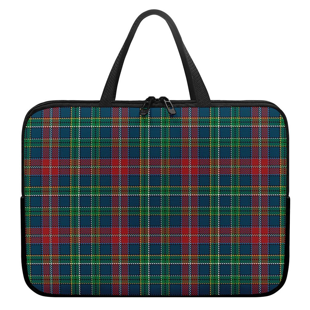 Blue Green And Red Scottish Plaid Print Laptop Sleeve With Handle