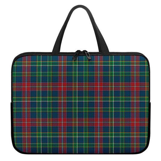 Blue Green And Red Scottish Plaid Print Laptop Sleeve With Handle