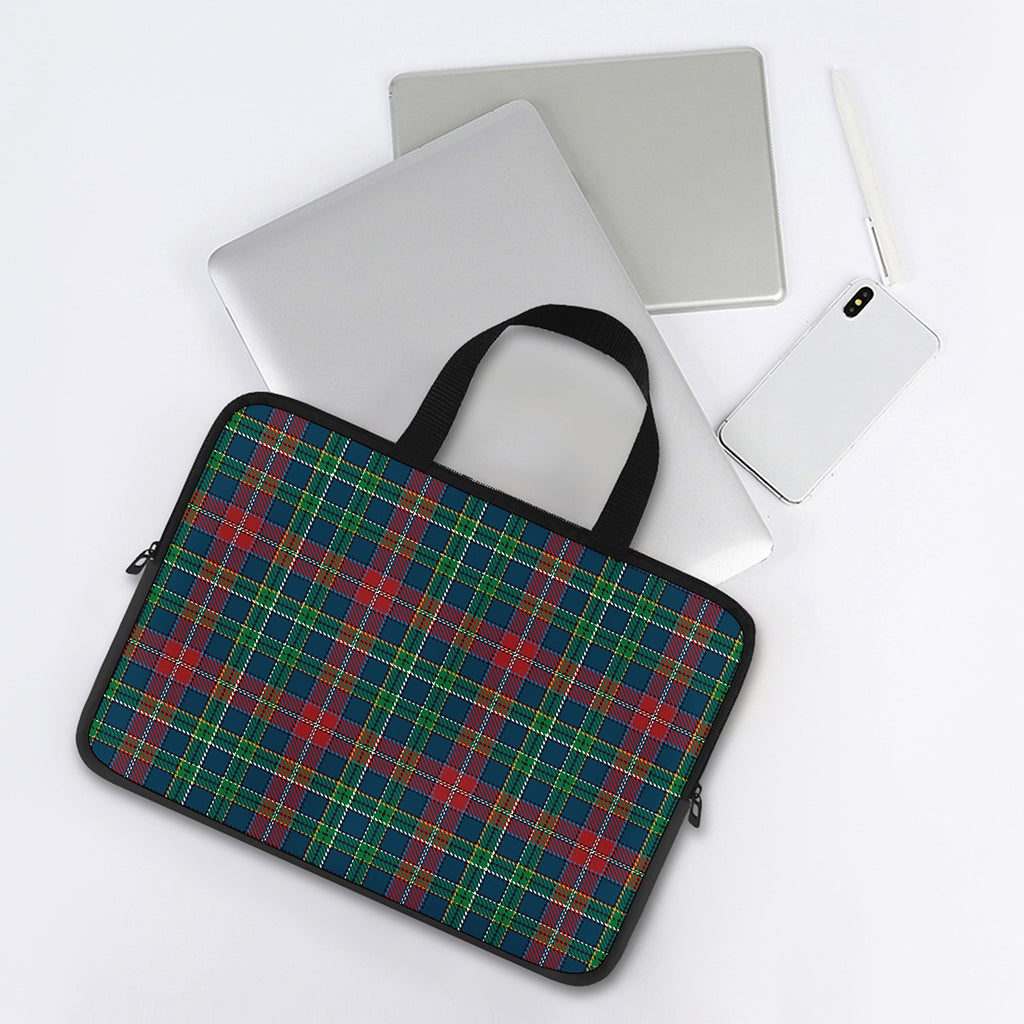 Blue Green And Red Scottish Plaid Print Laptop Sleeve With Handle