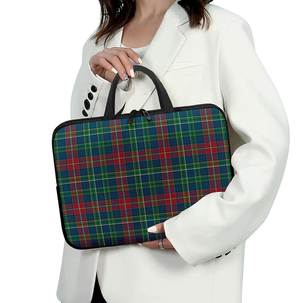 Blue Green And Red Scottish Plaid Print Laptop Sleeve With Handle