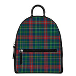 Blue Green And Red Scottish Plaid Print Leather Backpack