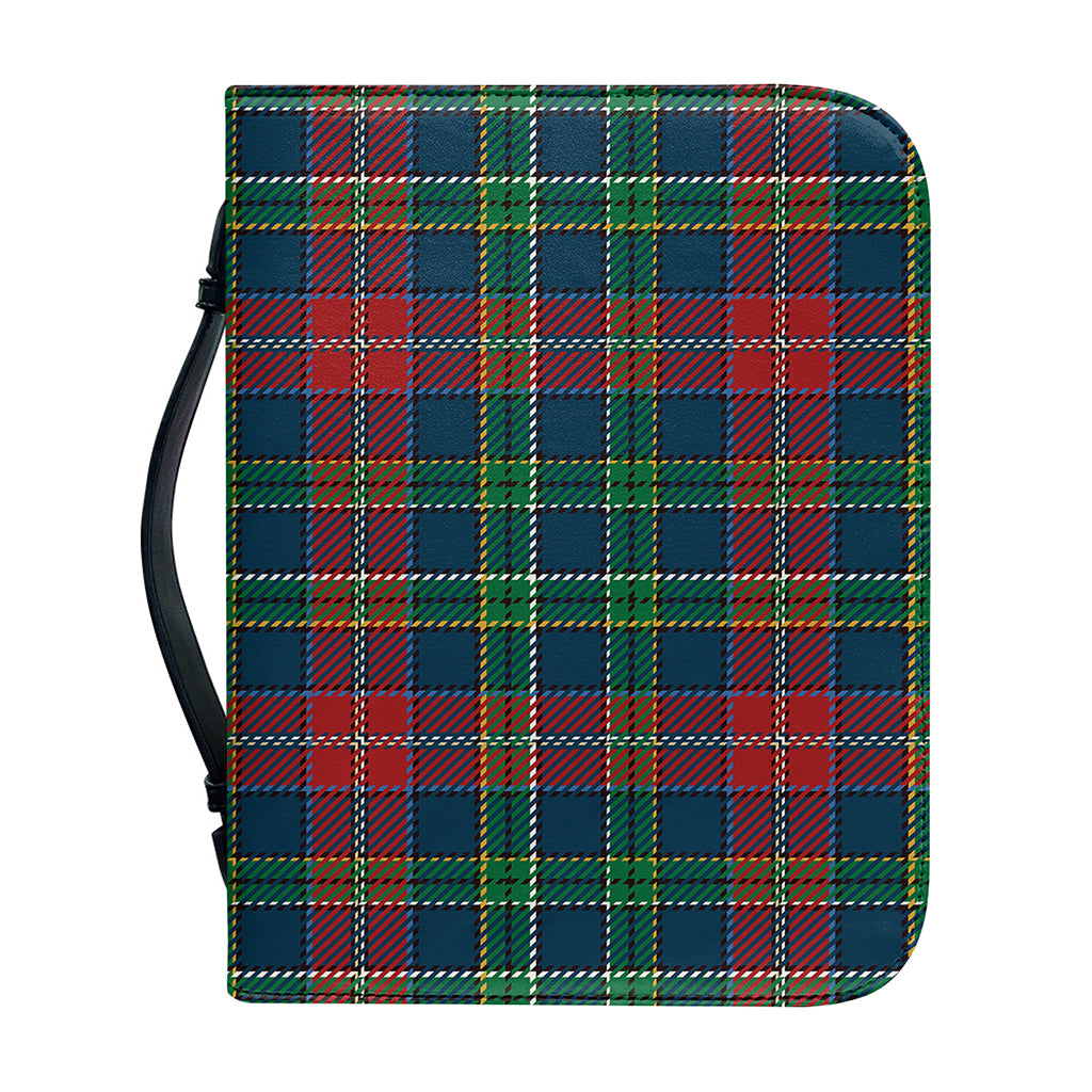 Blue Green And Red Scottish Plaid Print Leather Bible Cover