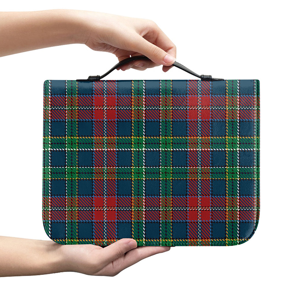 Blue Green And Red Scottish Plaid Print Leather Bible Cover