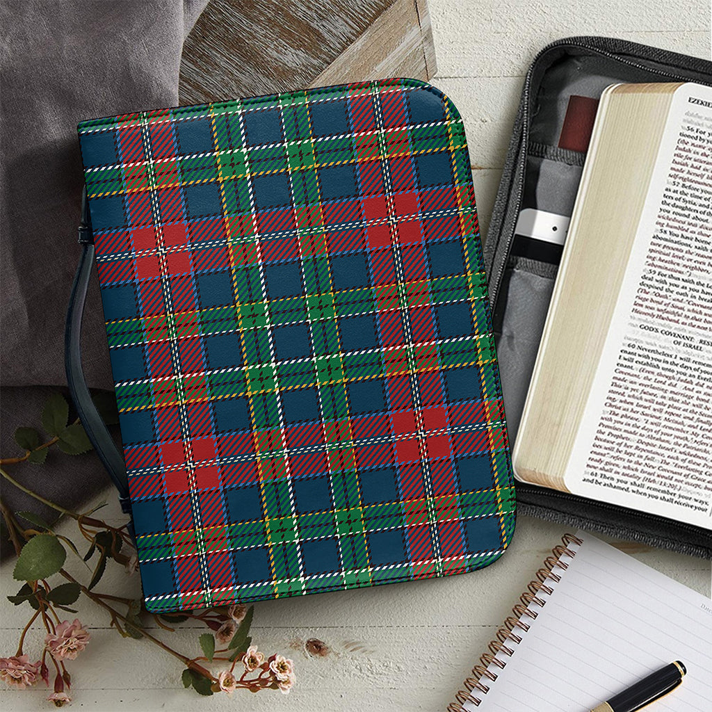 Blue Green And Red Scottish Plaid Print Leather Bible Cover