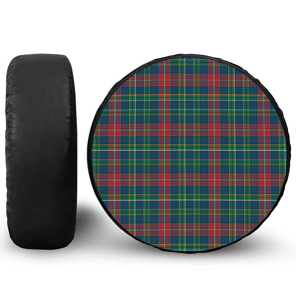 Blue Green And Red Scottish Plaid Print Leather Spare Tire Cover