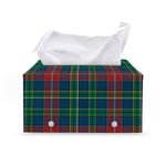 Blue Green And Red Scottish Plaid Print Leather Tissue Box Cover