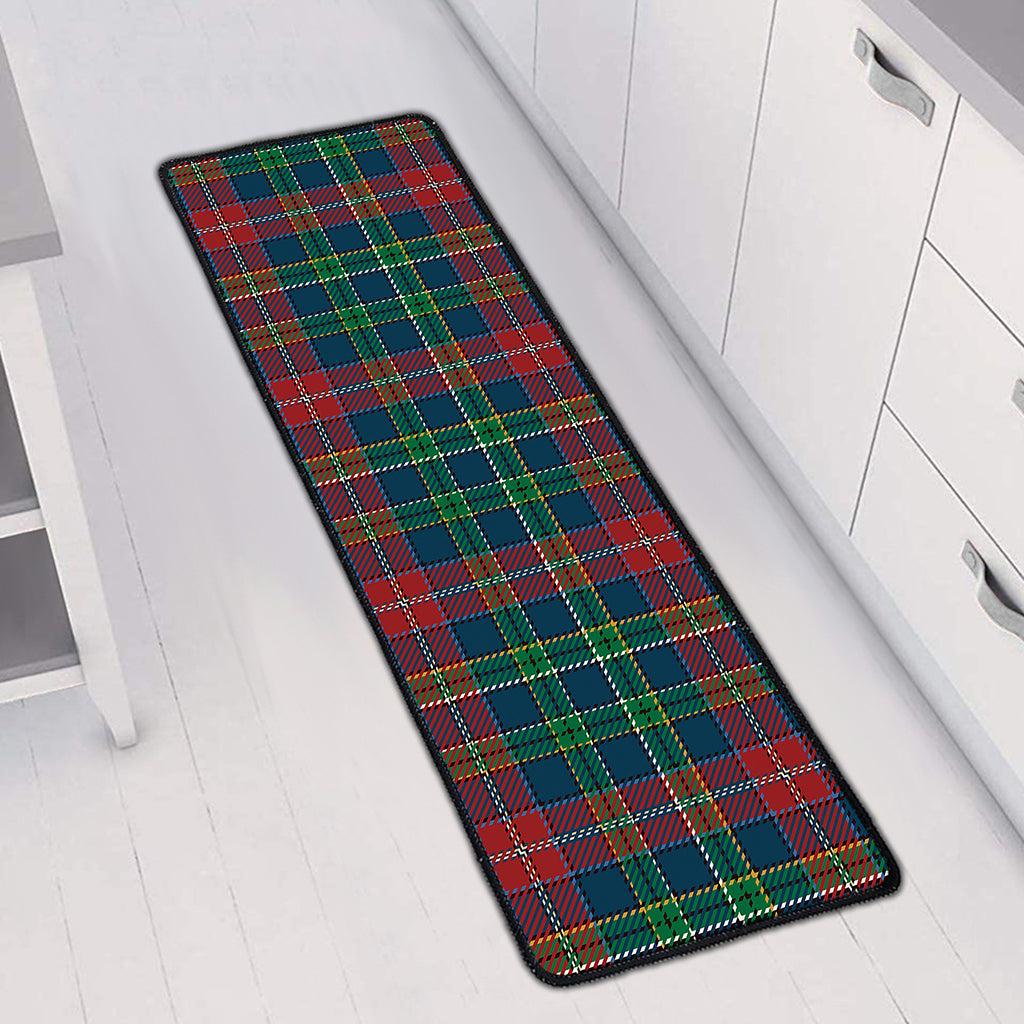 Blue Green And Red Scottish Plaid Print Long Kitchen Mat