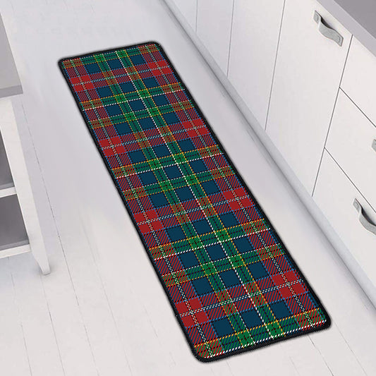 Blue Green And Red Scottish Plaid Print Long Kitchen Mat
