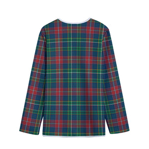 Blue Green And Red Scottish Plaid Print Long Sleeve Short Coat