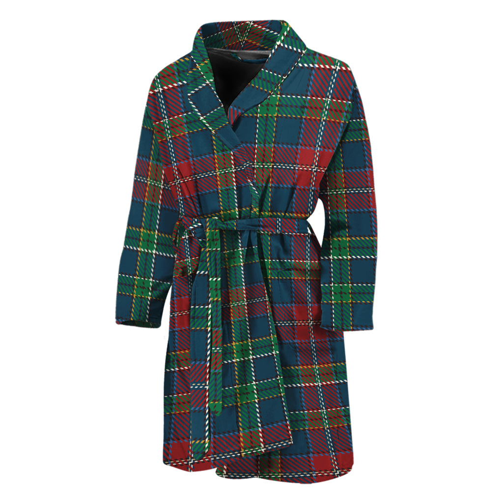 Blue Green And Red Scottish Plaid Print Men's Bathrobe