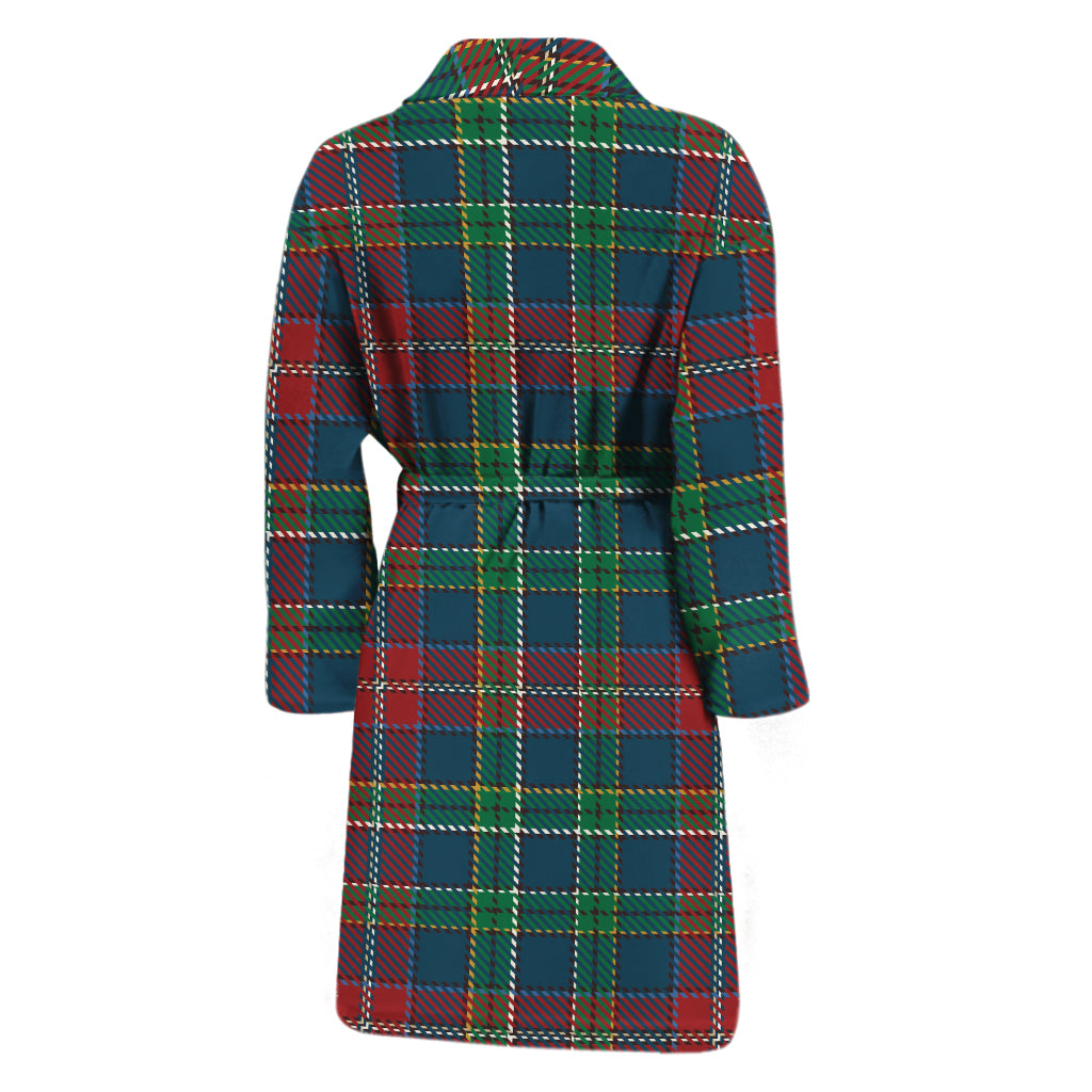Blue Green And Red Scottish Plaid Print Men's Bathrobe
