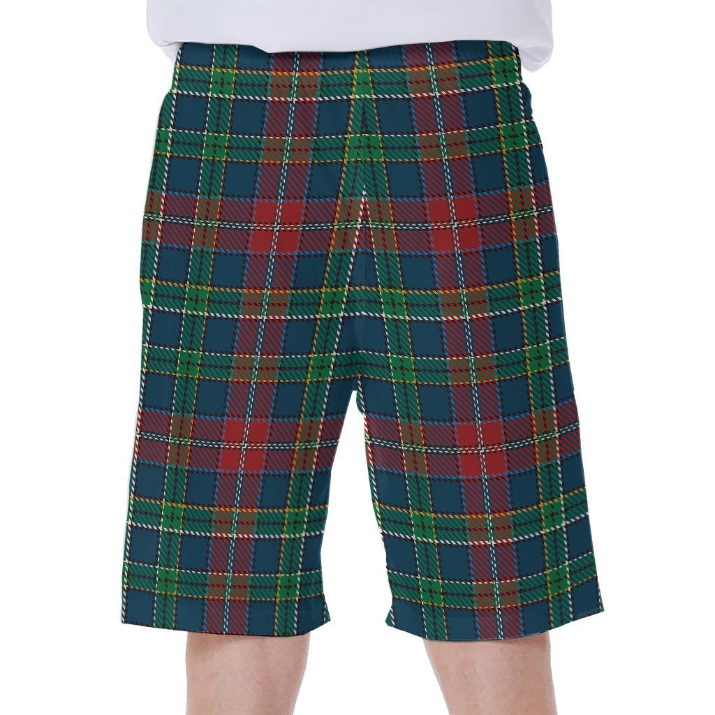 Blue Green And Red Scottish Plaid Print Men's Beach Shorts