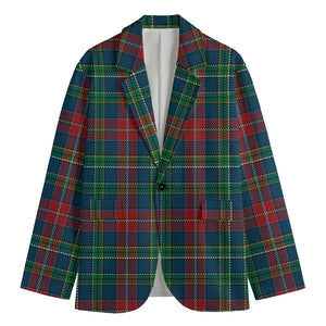 Blue Green And Red Scottish Plaid Print Men's Blazer