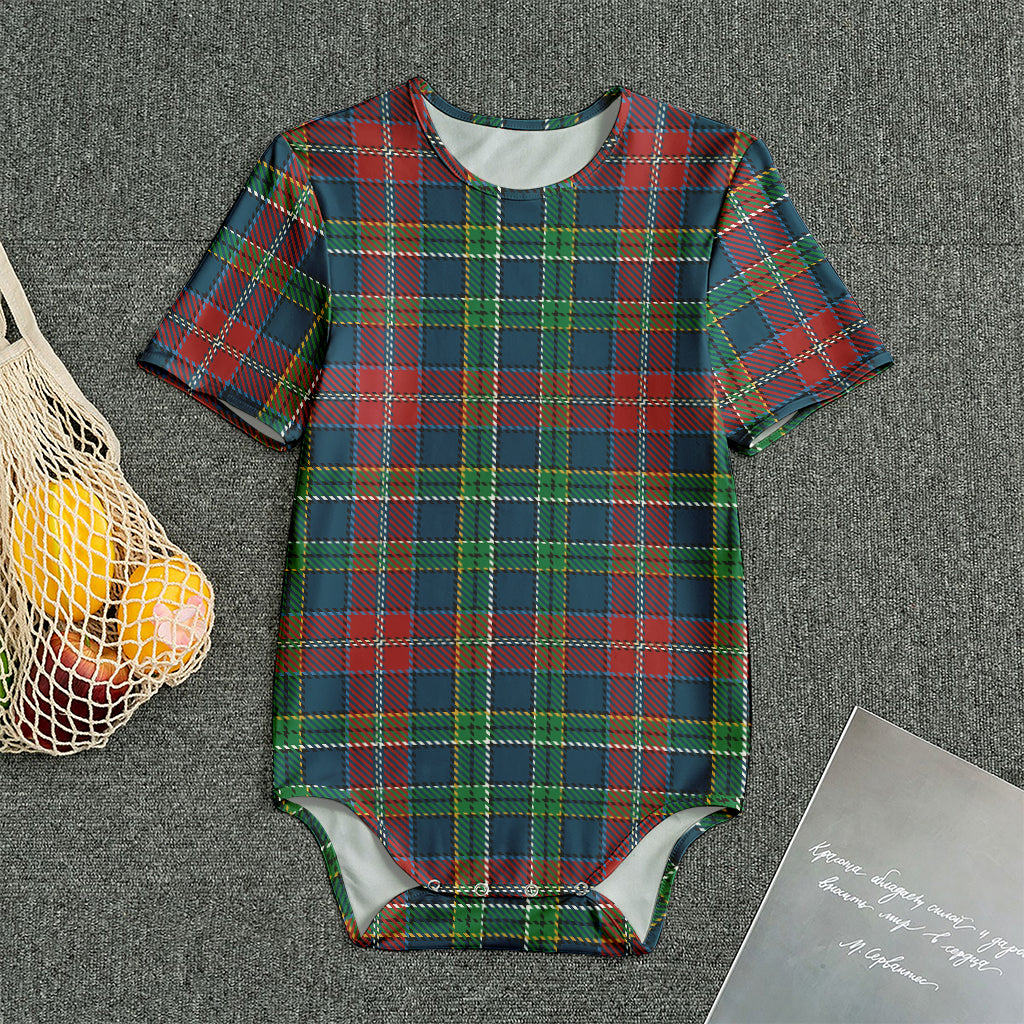 Blue Green And Red Scottish Plaid Print Men's Bodysuit