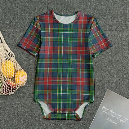 Blue Green And Red Scottish Plaid Print Men's Bodysuit
